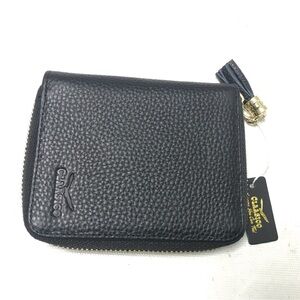 Classico Wallet Credit Card Holder Faux Leather Zip Around Pocket Purse Black